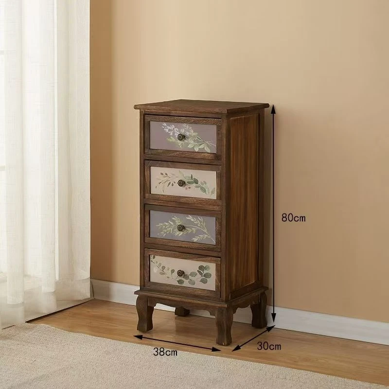 38*30*80储物柜简约美式复古带花斗柜五斗橱收纳柜家用客厅五斗柜