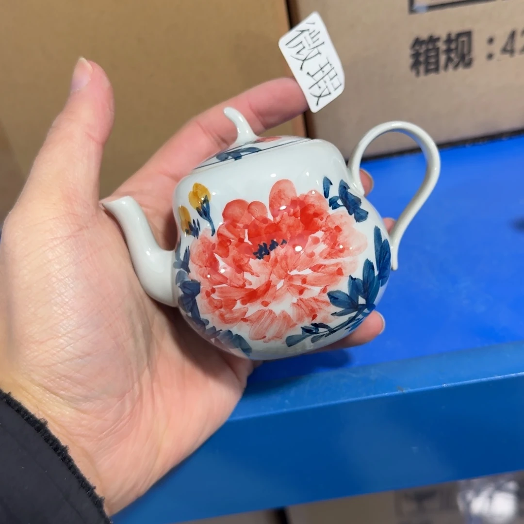 釉下手绘茶具微瑕
