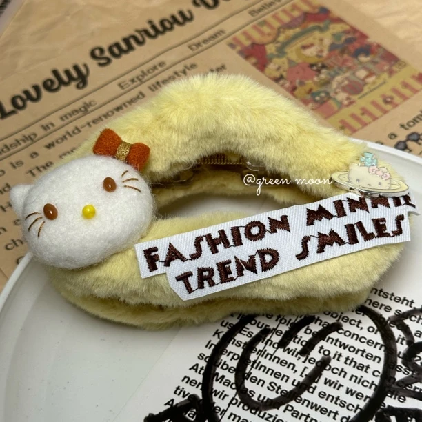 【姜汁可乐】黄色毛绒小猫秋冬抓夹高级感复古法式优雅气质P262