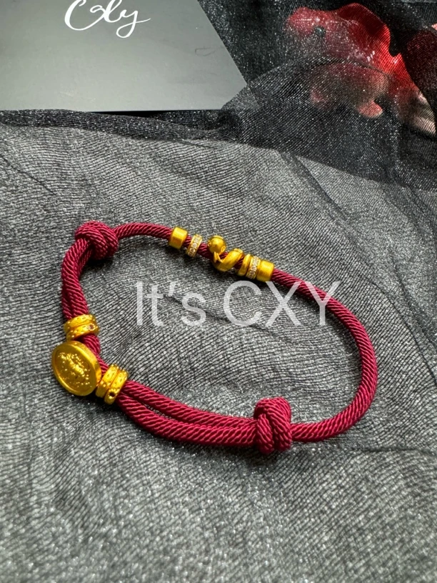 铜合金手链 【CXY】新中式卷卷蛇手工编红绳手链