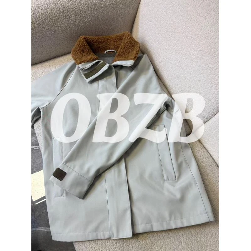 OBZB【Miu双色外套】宽松出行外套纯色拉链上衣外套5011