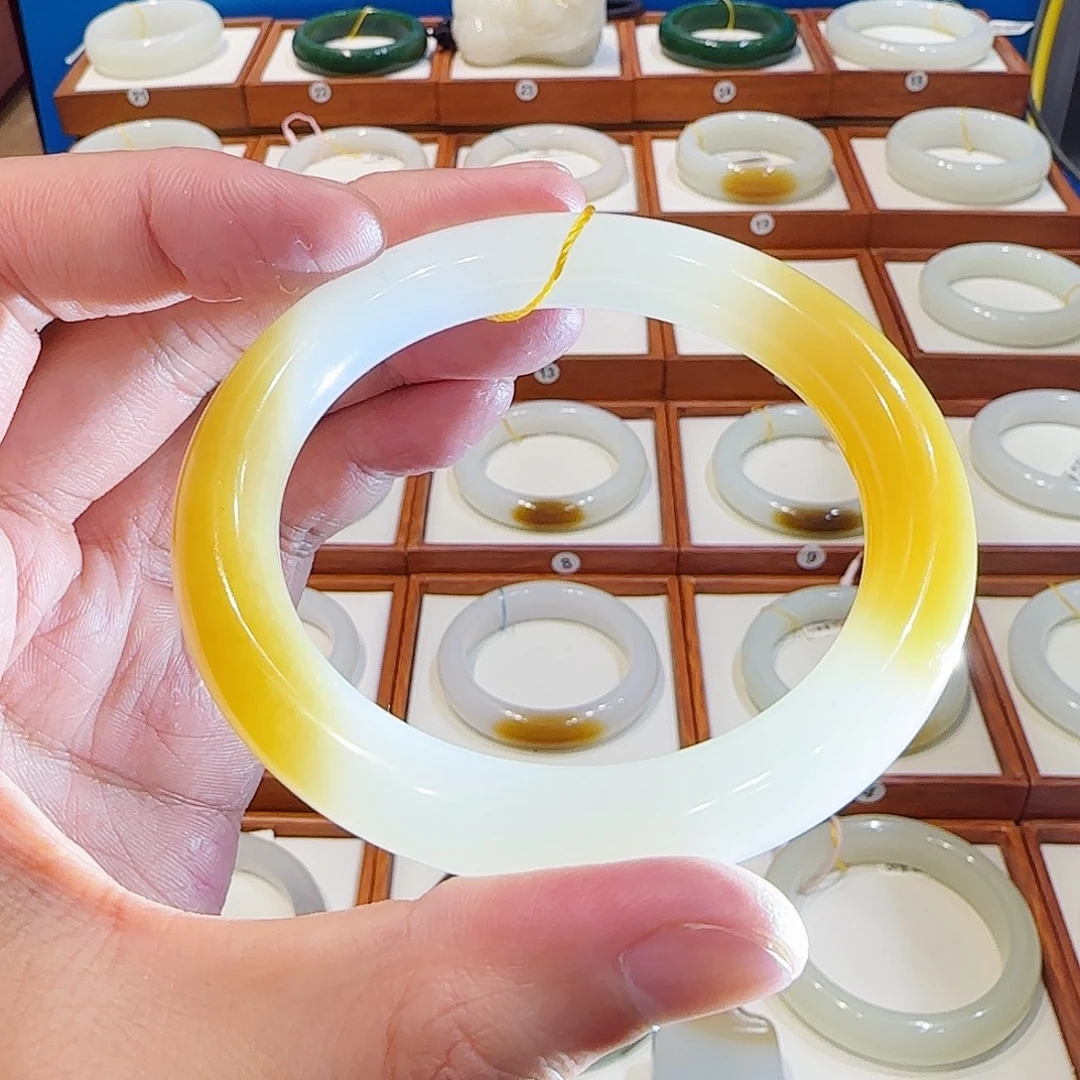 和田玉未镶嵌手镯且末福镯天地糖58 59 60