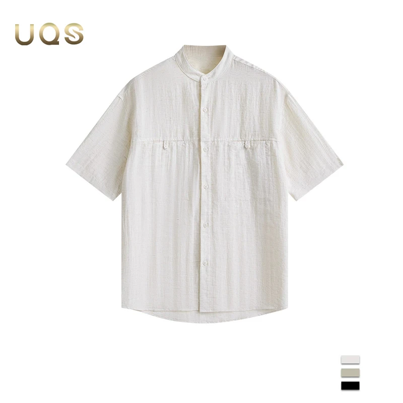 纯棉夏季新品男士衬衫宽松舒适亲肤纯色简约大气时尚百搭通勤日常