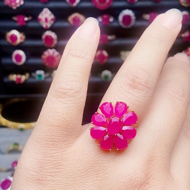 银S925镶嵌戒指红宝石