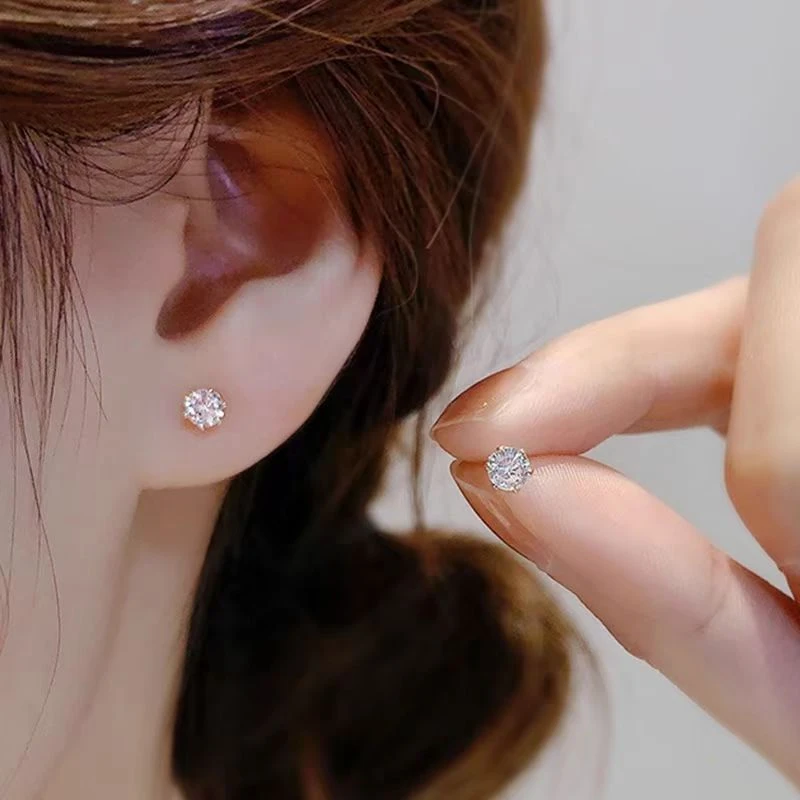 铜合金合成锆石耳饰 气质迷你百搭小众简约耳骨钉小巧ed1501