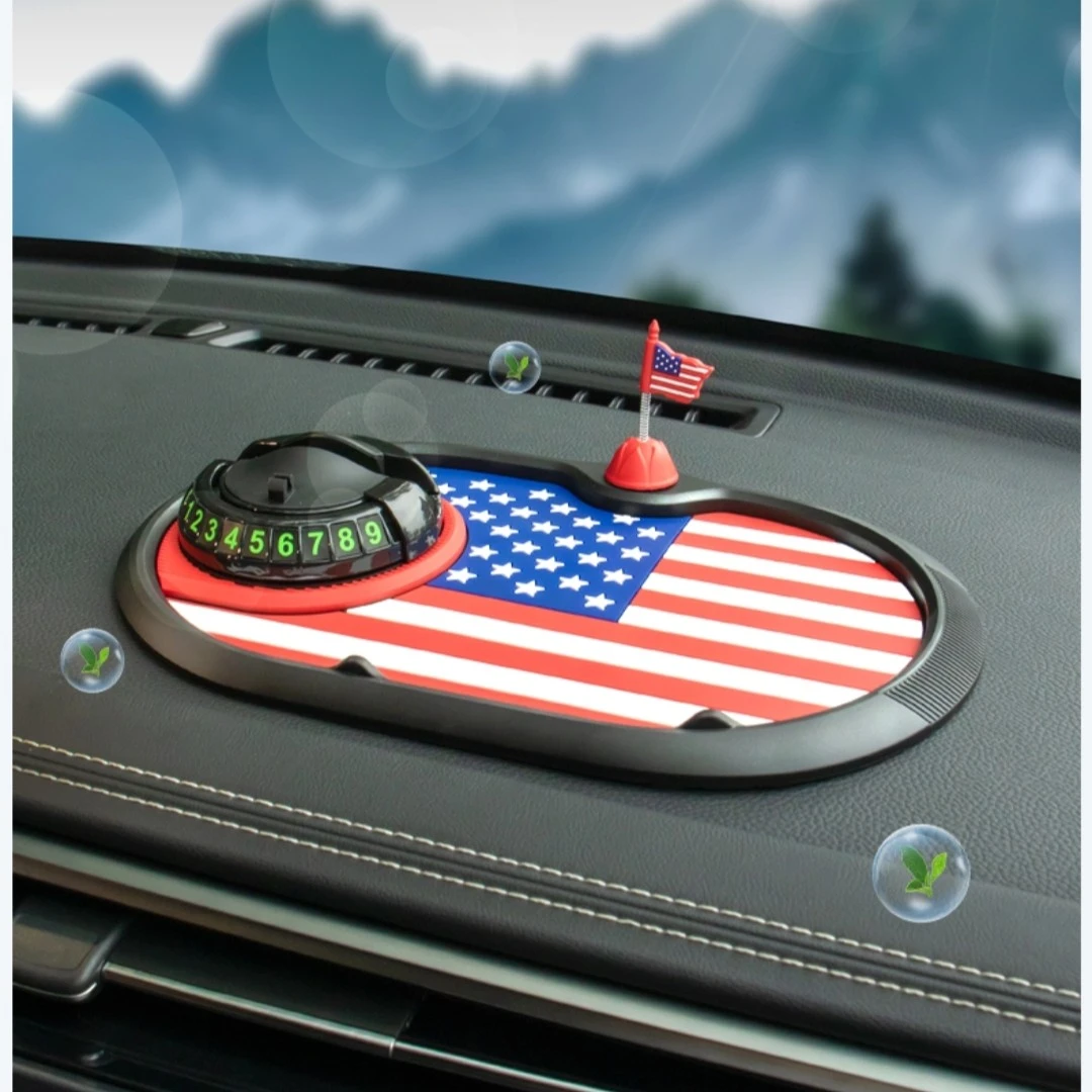 国旗外贸款多功能车载手机支架防滑垫可旋转用于中控台仪表台