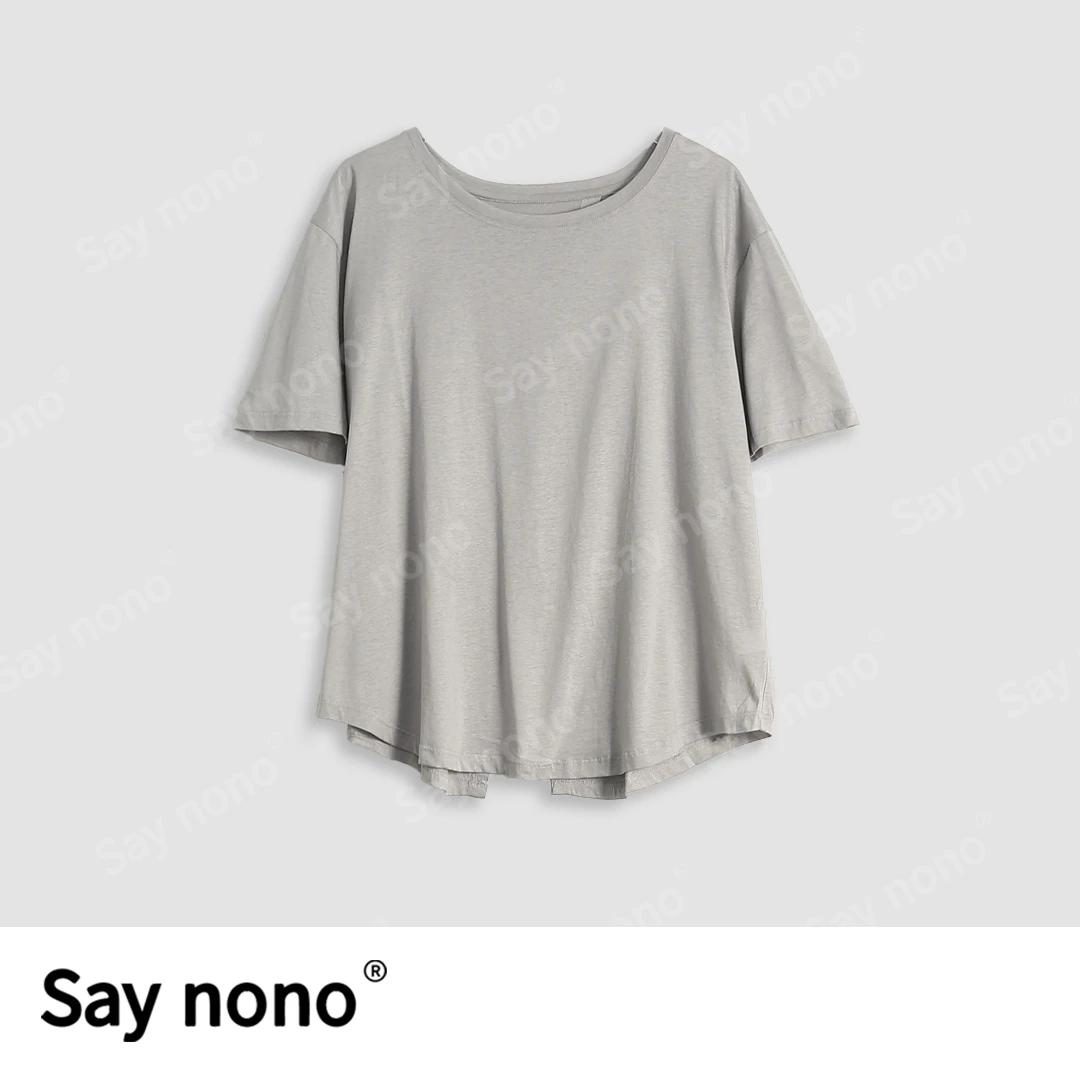 懒猫nono│Saynono 轻氧蚕丝燕尾开叉T恤/XX2352
