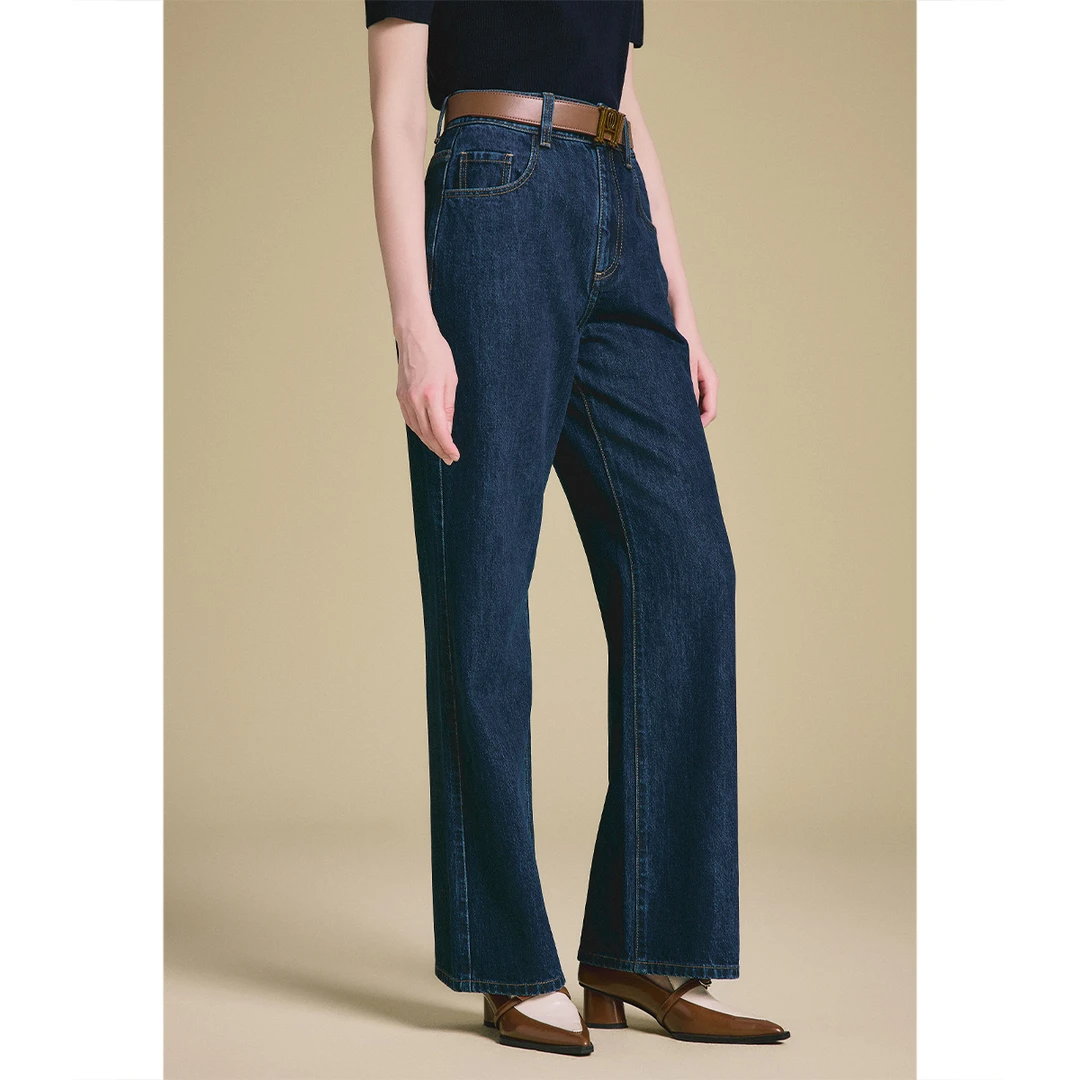 PSALTER诗篇 2025年春季新款三醋酸阔腿牛仔裤6C35120160