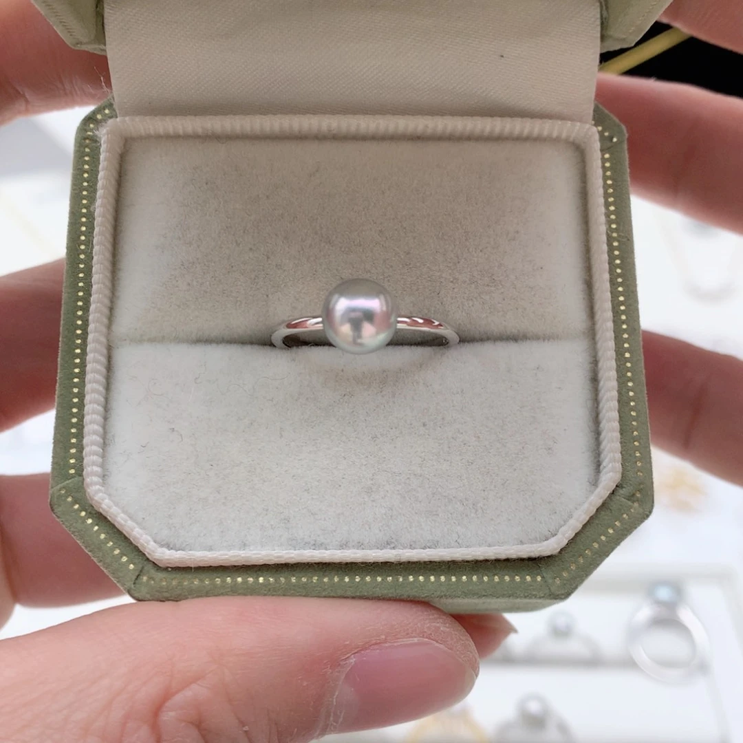 海水珍珠7-7.5mm真多麻银S925镶嵌