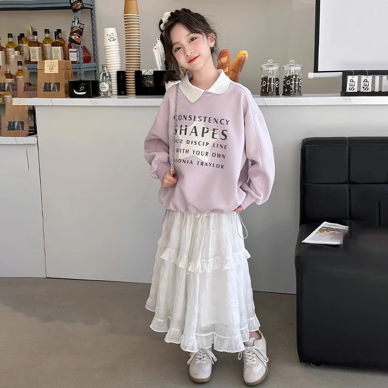 女童polo领卫衣春秋款2025新款儿童女孩大童春装时髦洋气翻领上衣