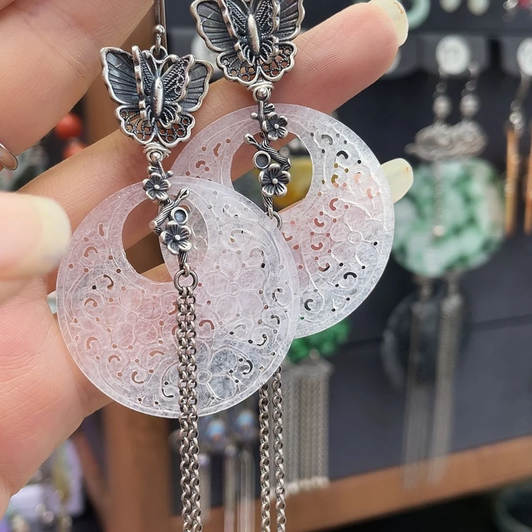 翡翠银S925镶嵌耳饰姹***?634ghhhh