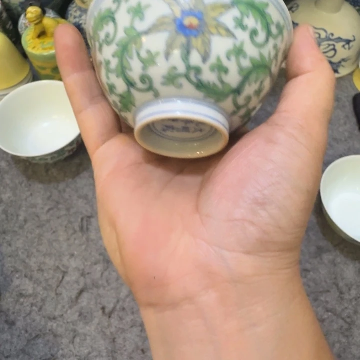模***质杯陶瓷工艺品摆件斗彩杯子