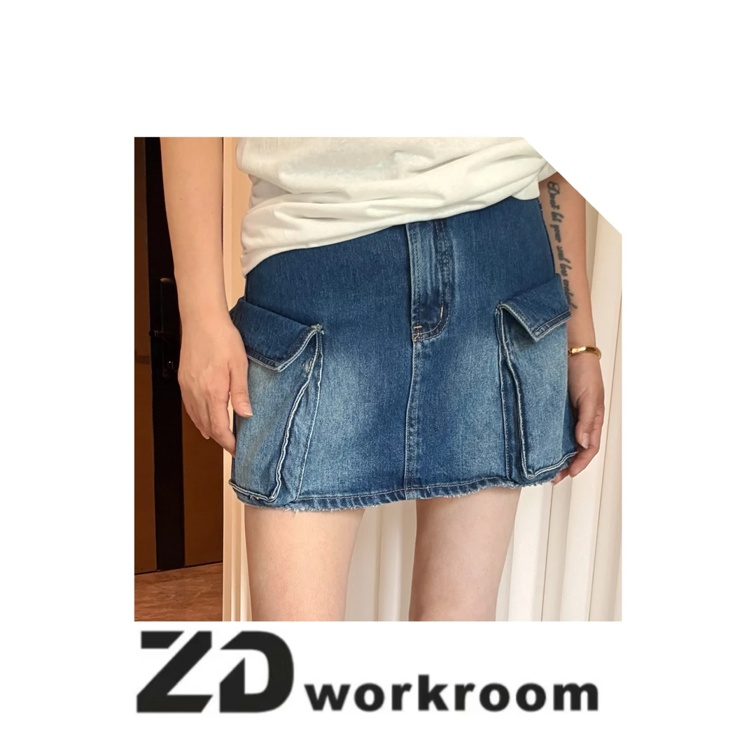 【Z.D/WORKROOM】野生时髦精显瘦大口袋牛仔半身裙