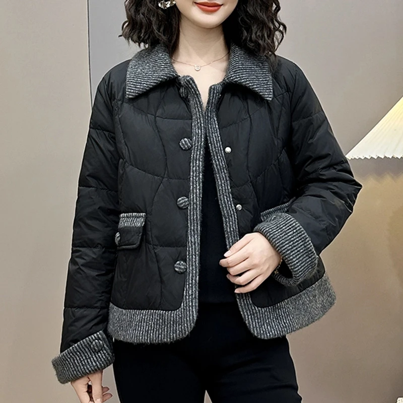 新款小香风羽绒服女士妈妈装冬装洋气减龄保暖上衣显瘦显年轻