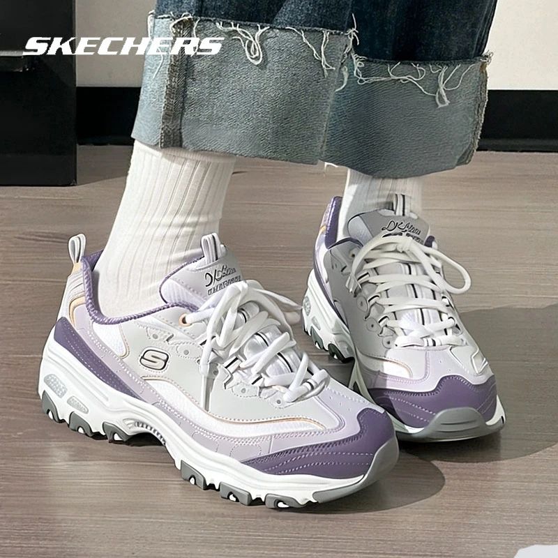 斯凯奇女鞋香芋紫熊猫鞋厚底显高显瘦老爹鞋逛街不累脚运动休闲鞋