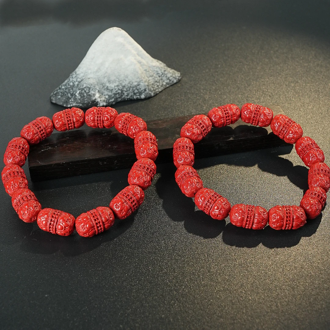 含辰砂工艺品R*朱砂双头莲花手串@YL008011961@多样性发其一