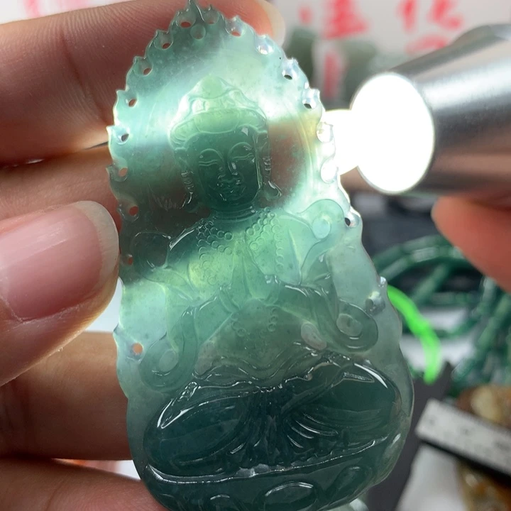 翡翠颈饰未镶嵌保真天然A货翡翠