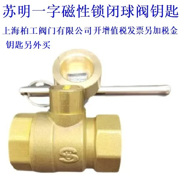 苏明一字水表前阀门自来水表前磁性带锁铜球阀暖气锁闭阀钥匙开关