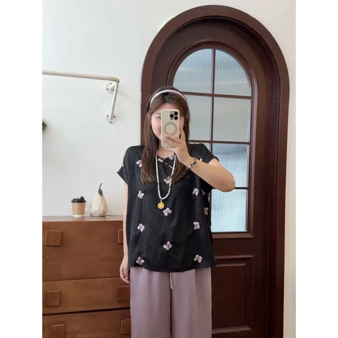 晶咕佳佳【翩翩蝴蝶】蝴蝶图案刺绣新中式宽松连衣裙气质时尚夏季