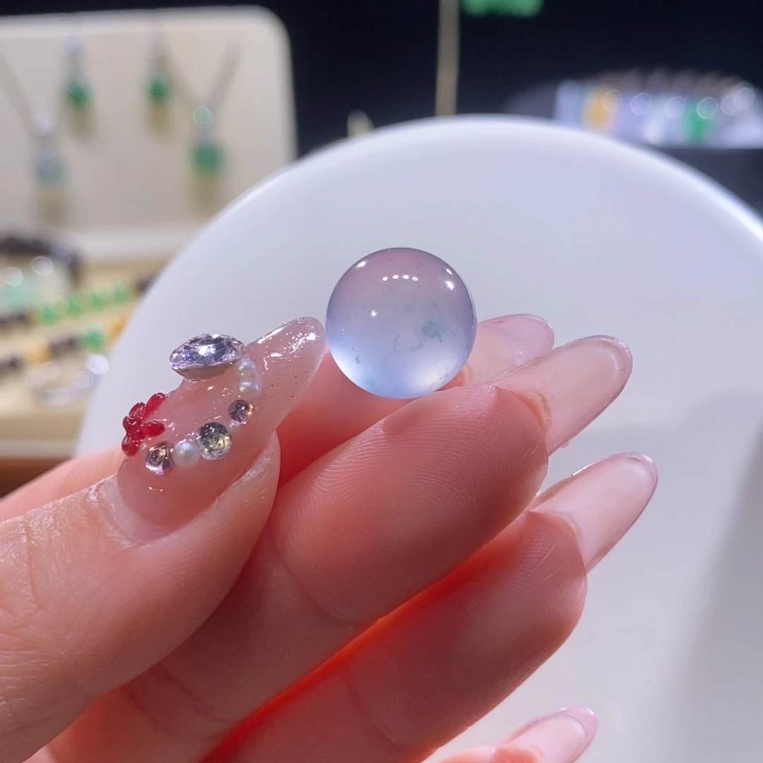 翡翠未镶嵌颈饰翡翠蓝钢珠