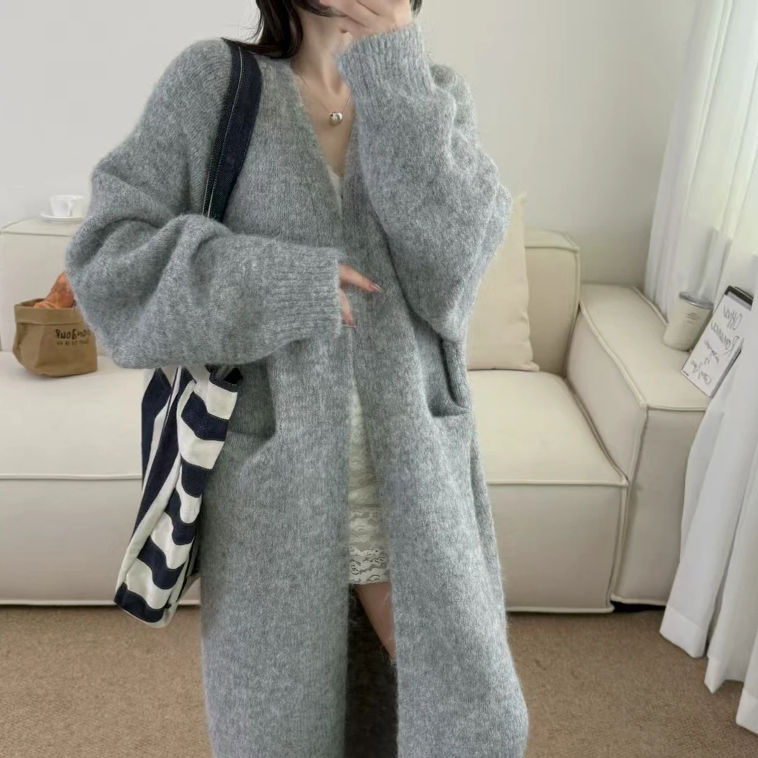 秋款韩版很洋气宽松长款毛衣针织外套