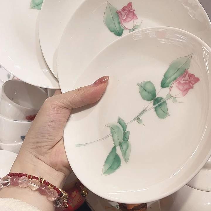 瓷片玫瑰6寸4.5寸4个瓷片