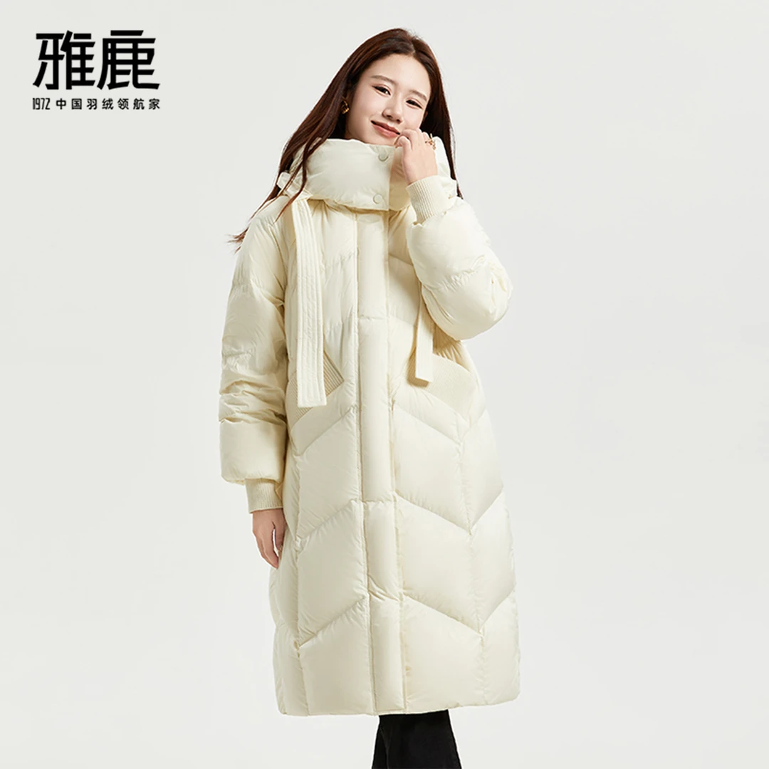 2024年新款纯色连帽中长款宽松时尚保暖加厚羽绒服女Y6301Z18910