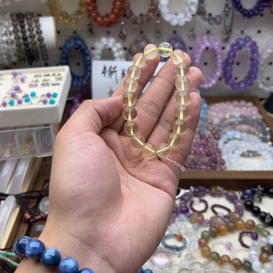 水晶手链未镶嵌11咪净体柠檬黄手链