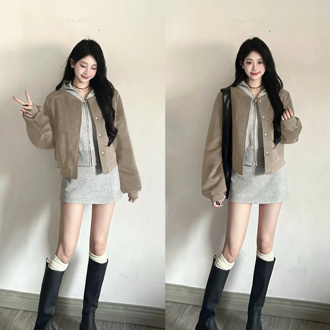 短款棒球服外套女2025秋季新款女装休闲美式小个子卫衣韩系夹克新