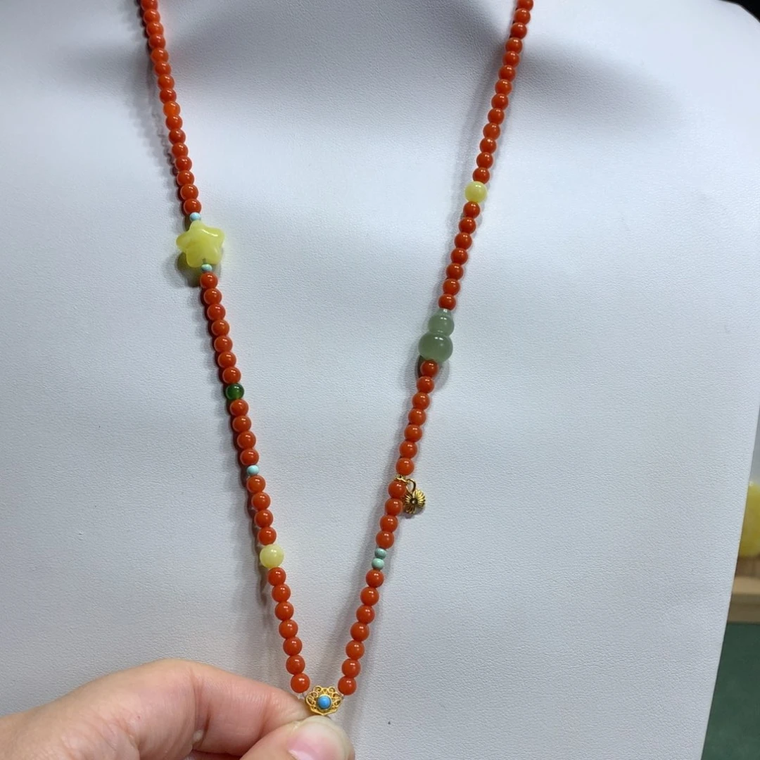 南红玛瑙未镶嵌颈饰4mm