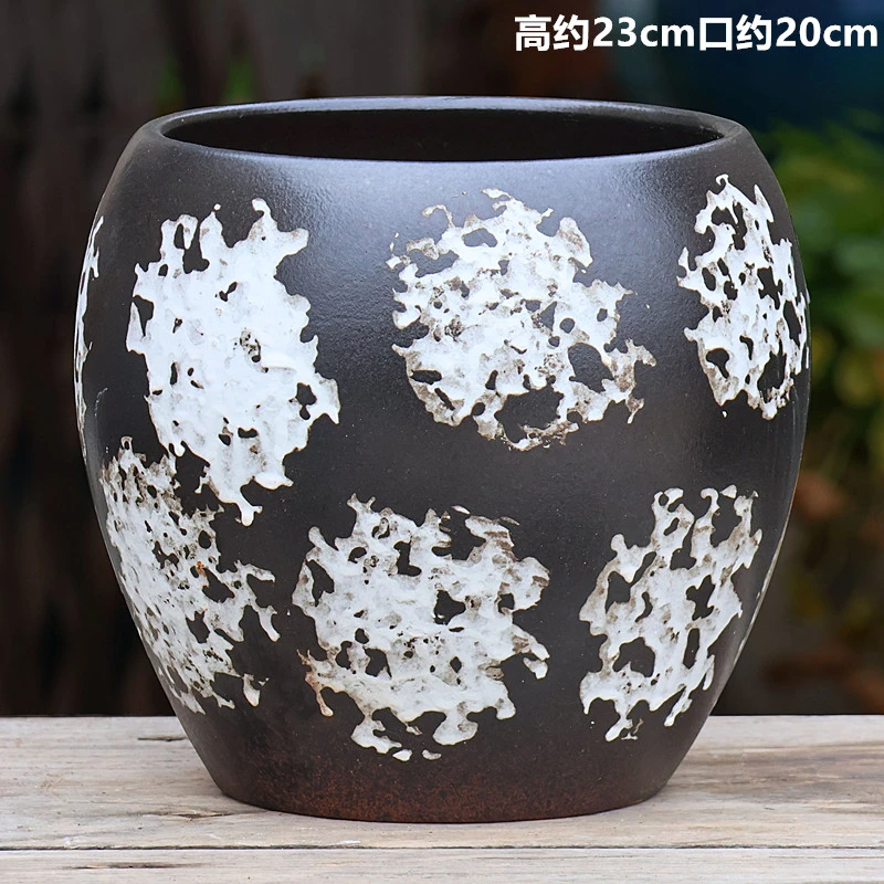 大号多肉陶瓷花盆透气复古绿植大口径室内外球形盆景