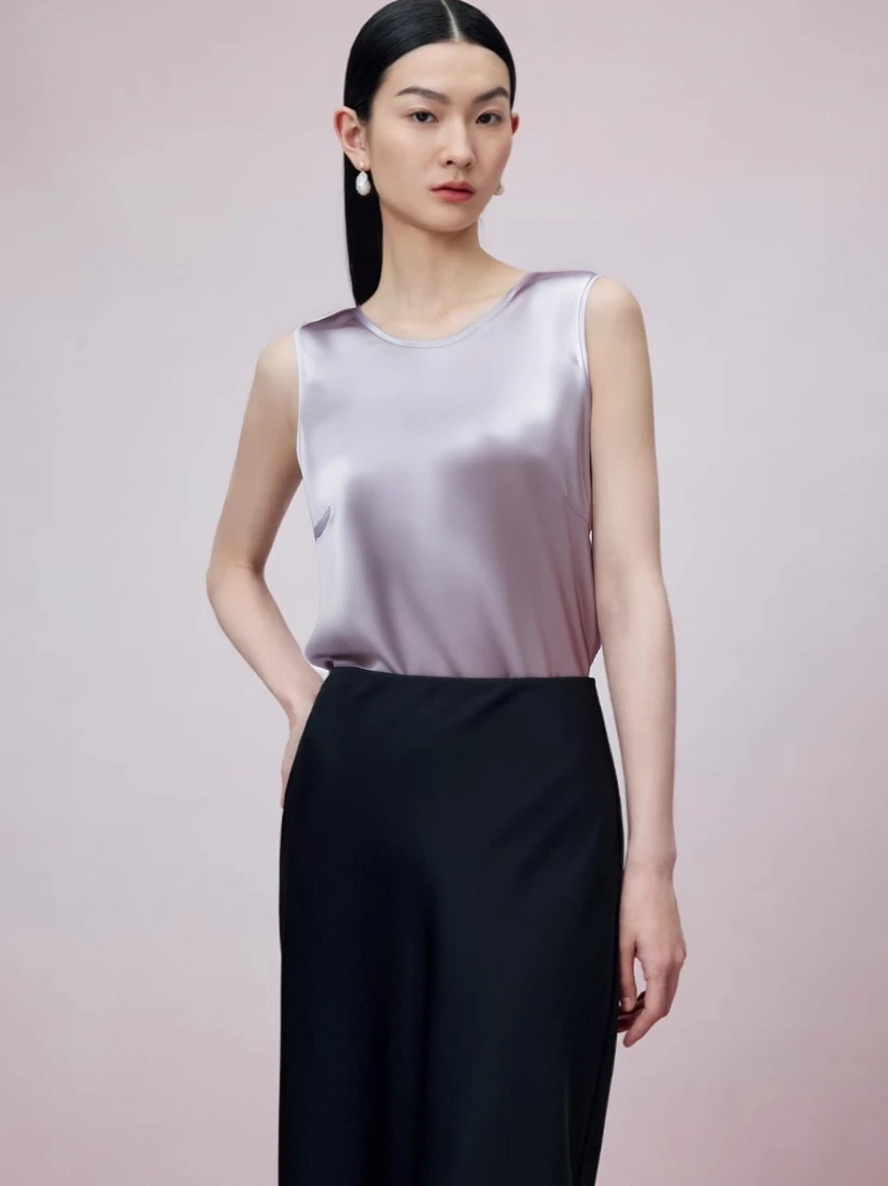 桑蚕丝缎面吊带背心女宽松短款百搭内搭打底外穿无袖上衣  1217