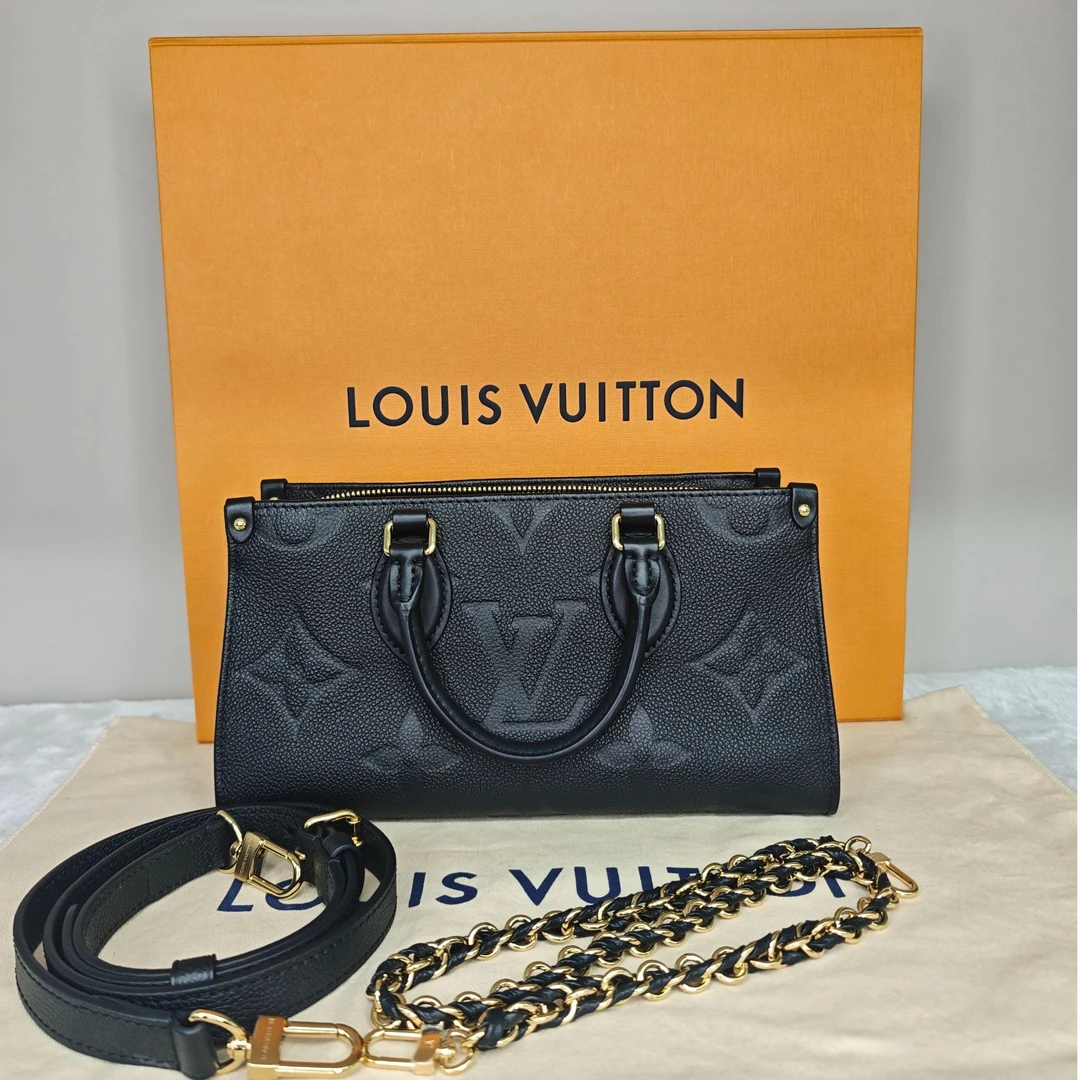 99新 LouisVuitton/路易威登 纯芯片新款Onthego黑横版手提斜跨包