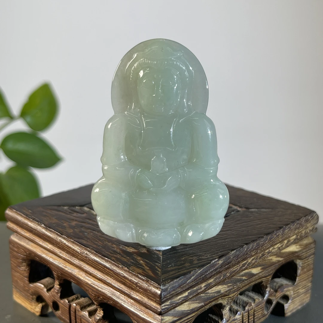 JSW27-51 天然翡翠缅甸A货 正装观音