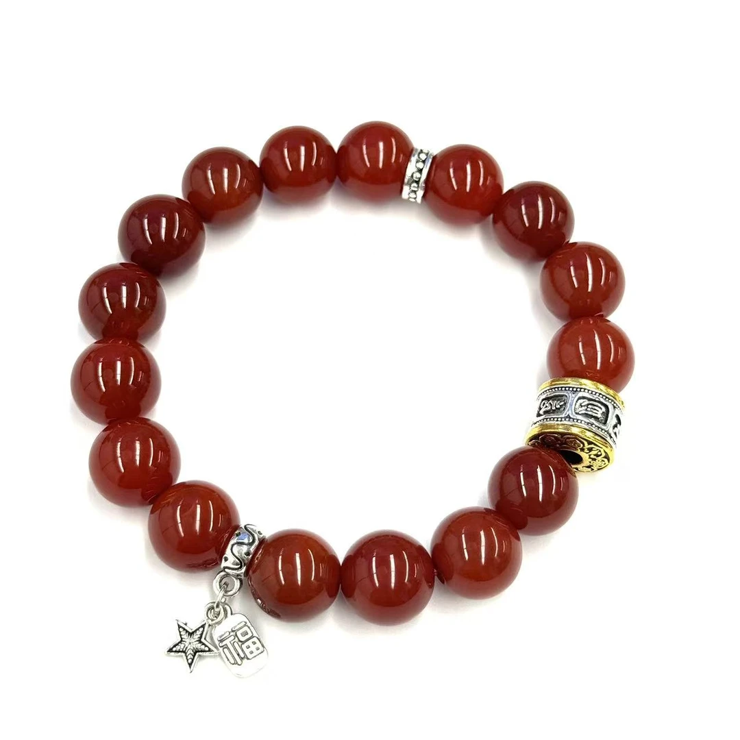 s1124-国风设计款血离子玛瑙圆珠手串-赠礼盒