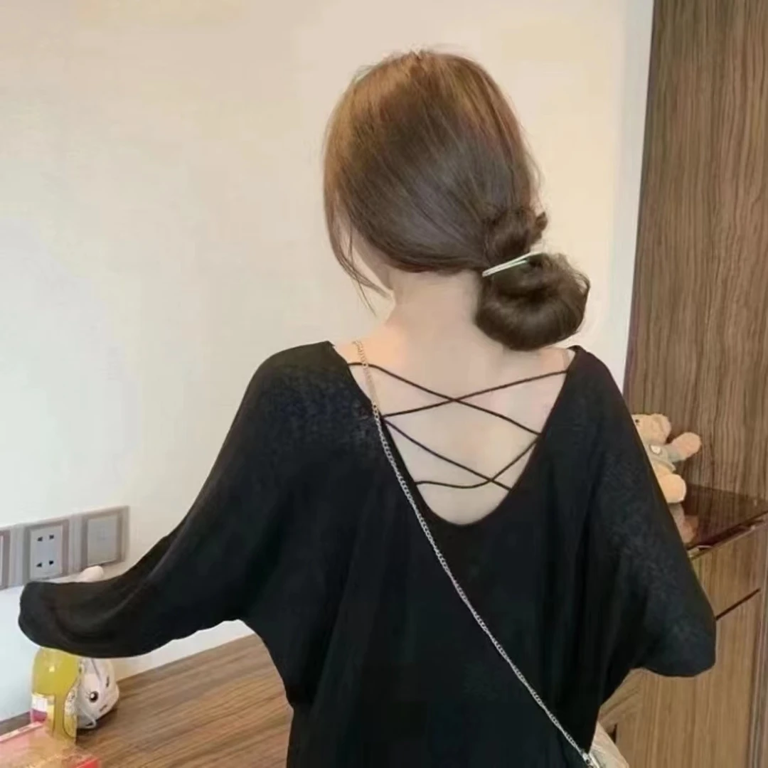 AA 新款韩版露背设计罩衫上衣