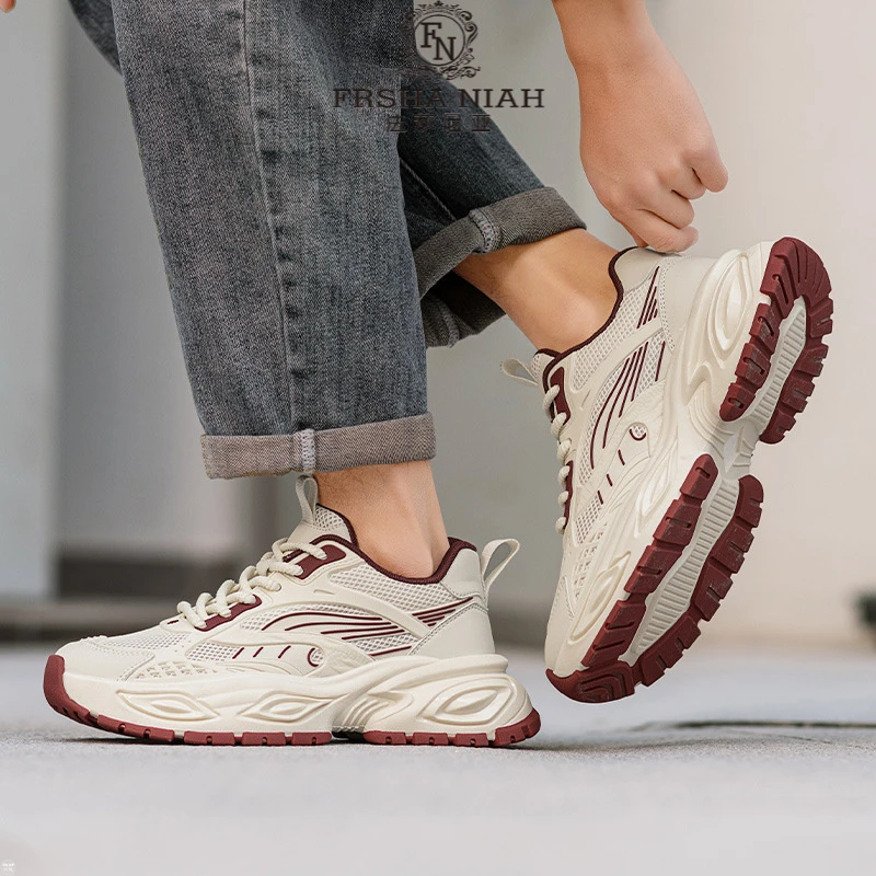 法莎尼亚清爽透气网面鞋薄款男士轻盈运动鞋做旧复古风百搭休闲鞋