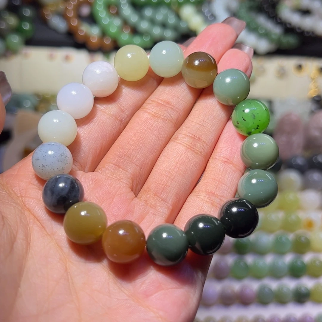 【闪购商品】和田玉单珠未镶嵌新疆和田玉多宝手串12m m