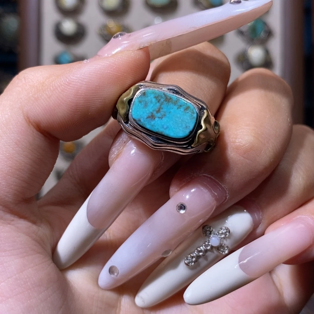 绿松石银S925镶嵌戒指