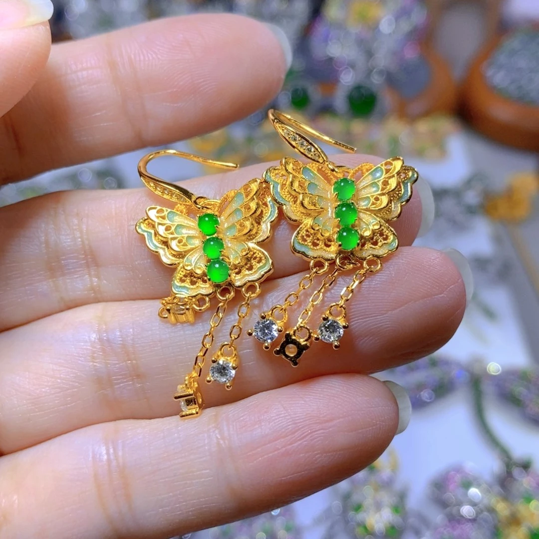 翡翠颈饰银S925镶嵌天然翡翠