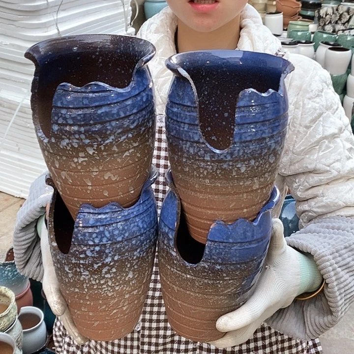 紫砂花盆瑕疵口13高17瑕疵