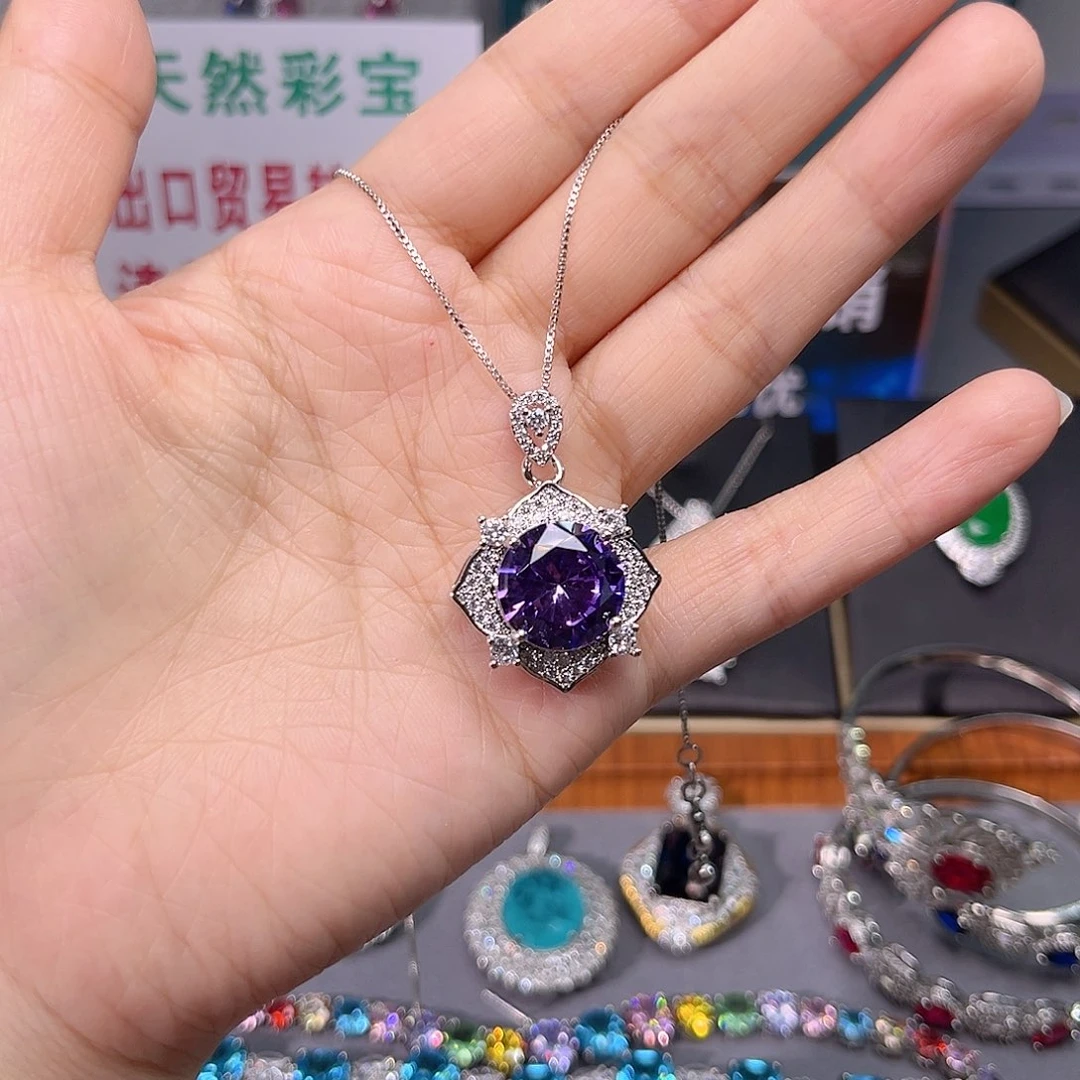 蓝宝石颈饰银S925镶嵌m 148