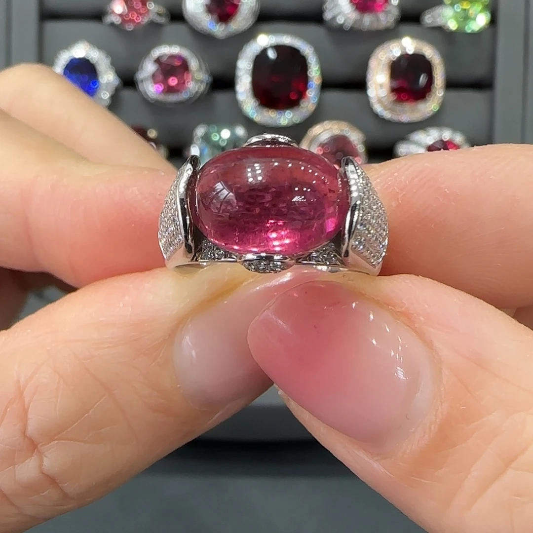 戒指碧玺18K金镶嵌4.9ct