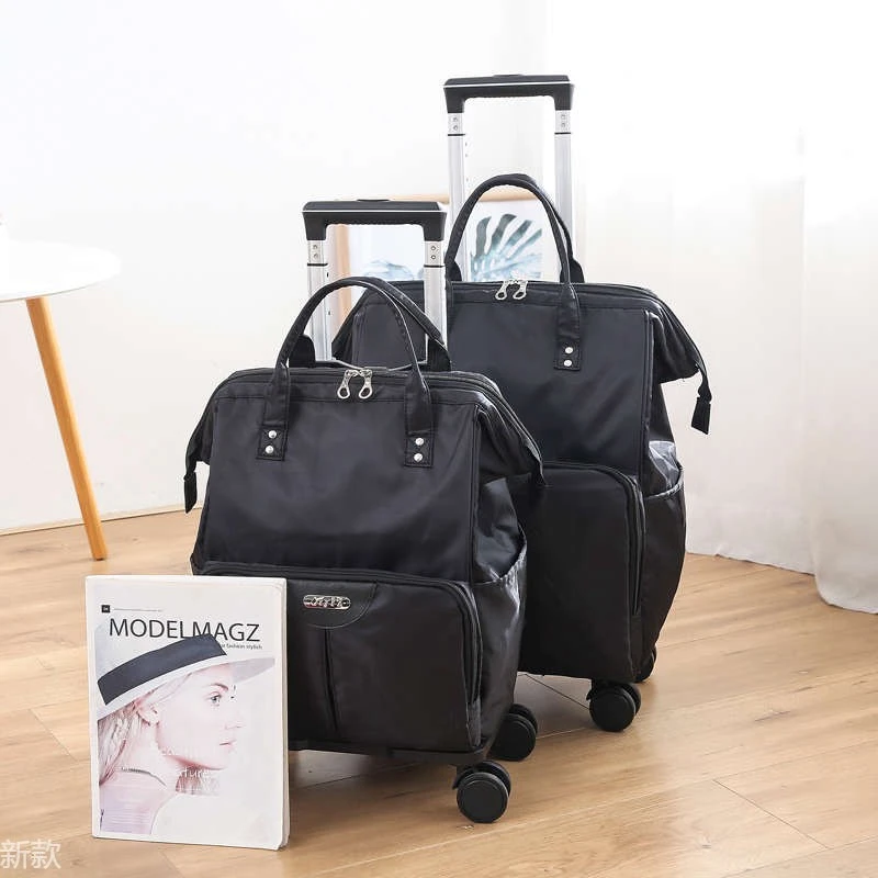 拉杆旅行包女大容量手提双肩背短途旅游登机防水轻便万向轮行李袋