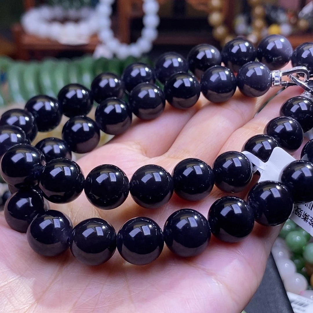 和田玉未镶嵌颈饰浓烟紫项链12m帝王紫