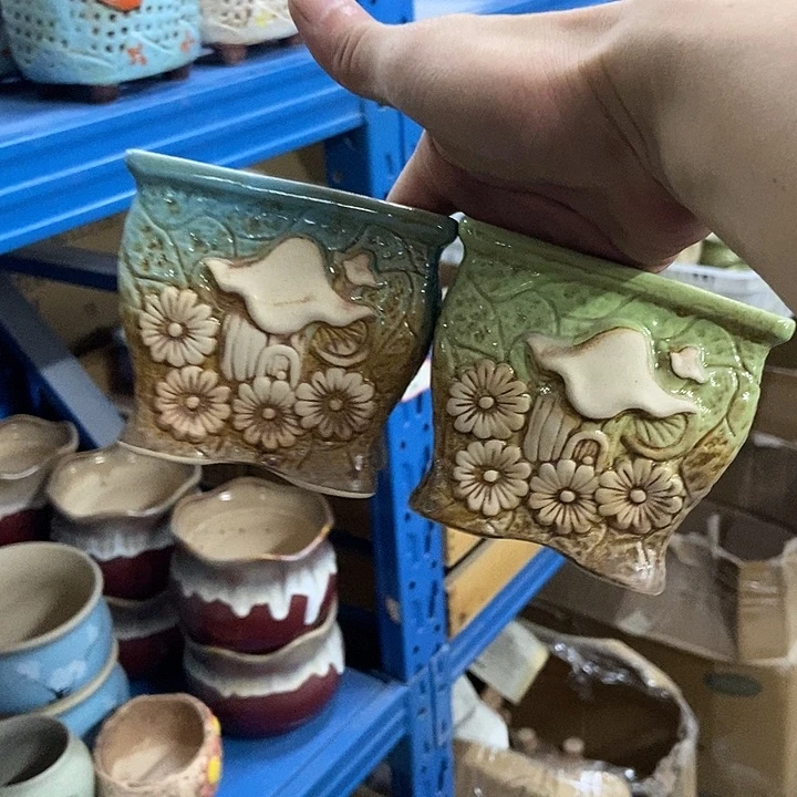 花盆单场满9.9发货10.5*9.5蓝绿