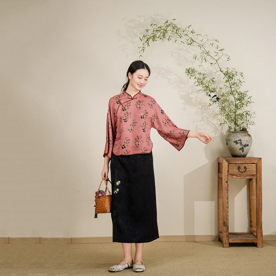 布符2025年夏季新品旗袍领手工一字扣旗袍上衣女复古显瘦MXQPS46