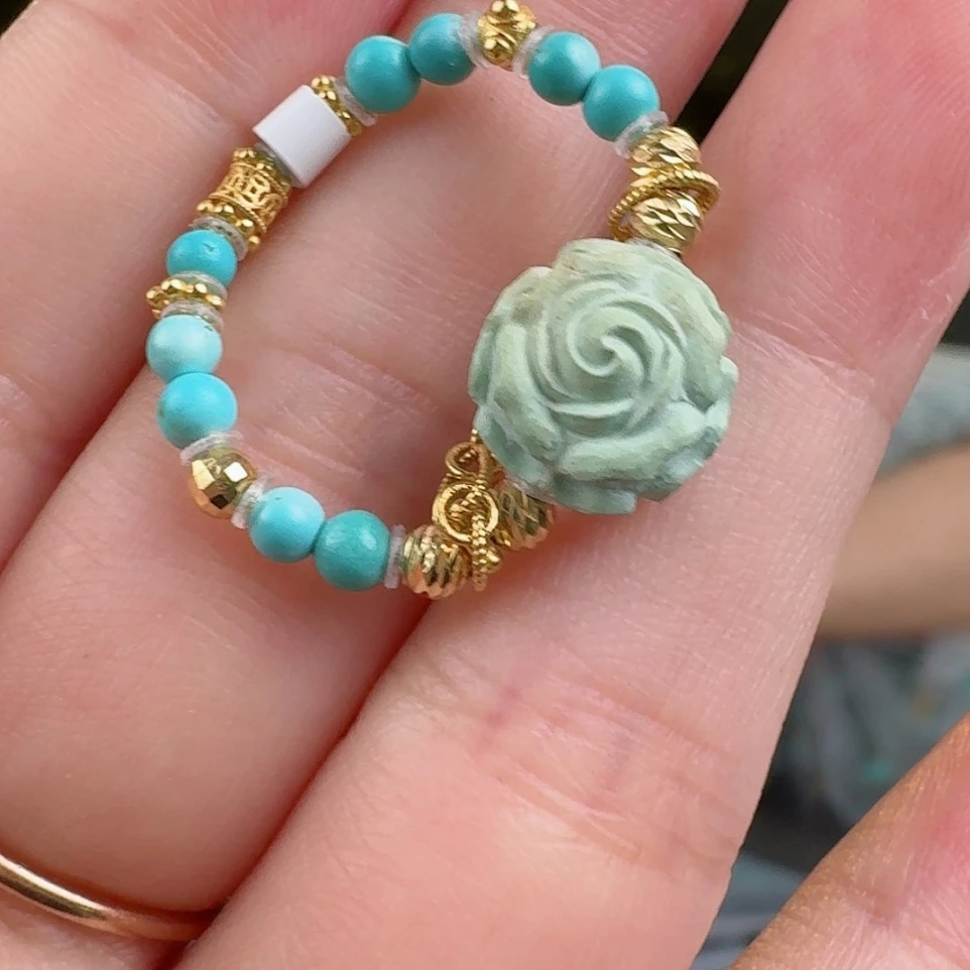 绿松石珠宝奇石18K金镶嵌