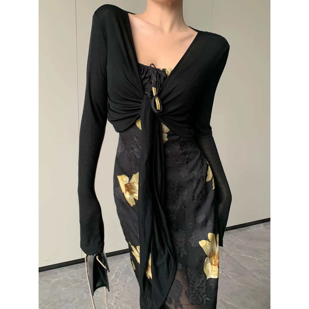 JIJINQI显瘦气质披肩上衣长袖女装时髦洋气上衣女JINQC0462