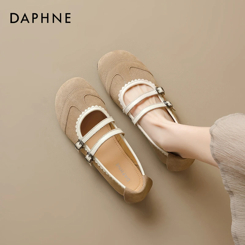 达芙妮玛丽珍鞋女2025新款秋冬复古浅口单鞋通勤平底法式芭蕾鞋子